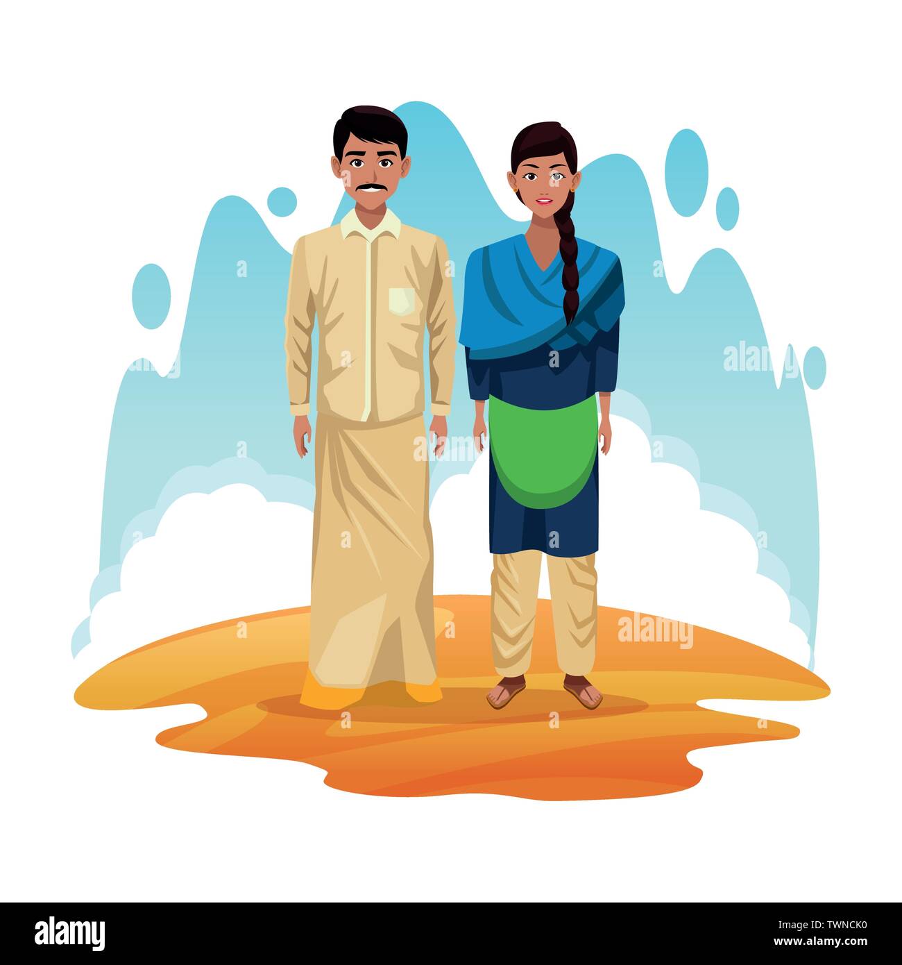 indian couple of india cartoon Stock Vector Image & Art - Alamy