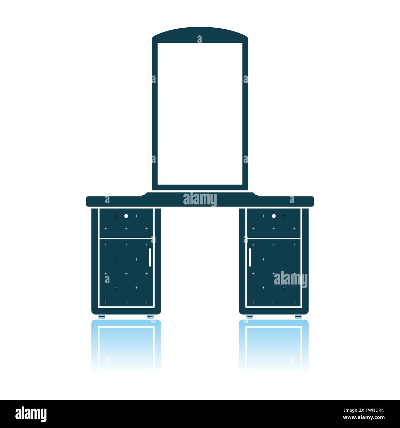 Dresser With Mirror Icon. Shadow Reflection Design. Vector Illustration. Stock Vector