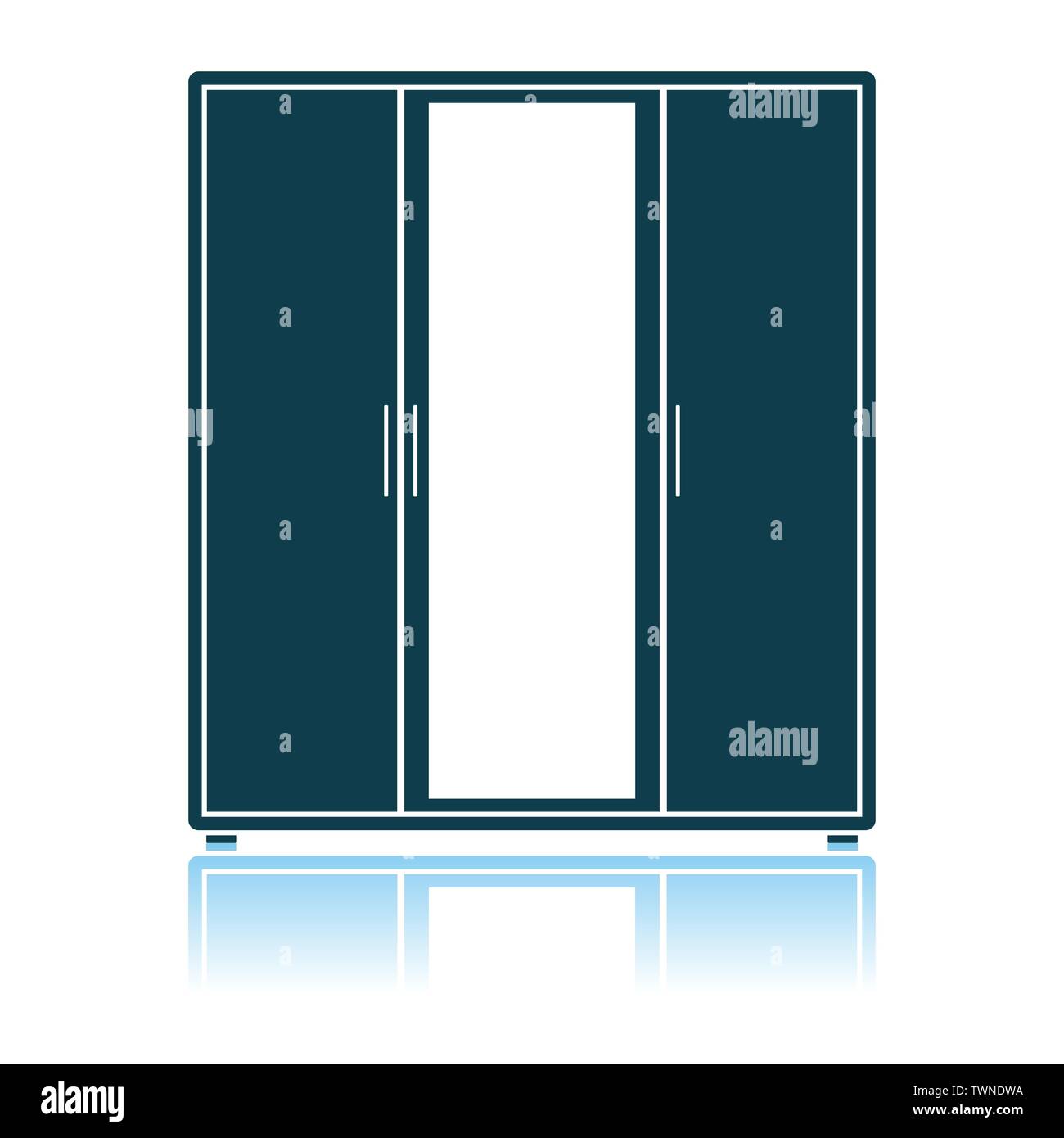 Wardrobe With Mirror Icon. Shadow Reflection Design. Vector Illustration. Stock Vector