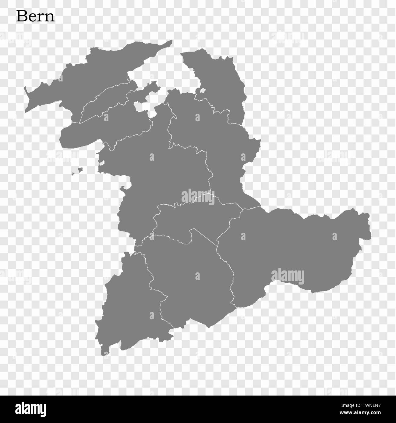 Canton Of Bern Map High Quality Map Of Bern Is A Canton Of Switzerland, With Borders Of The  Districts Stock Vector Image & Art - Alamy