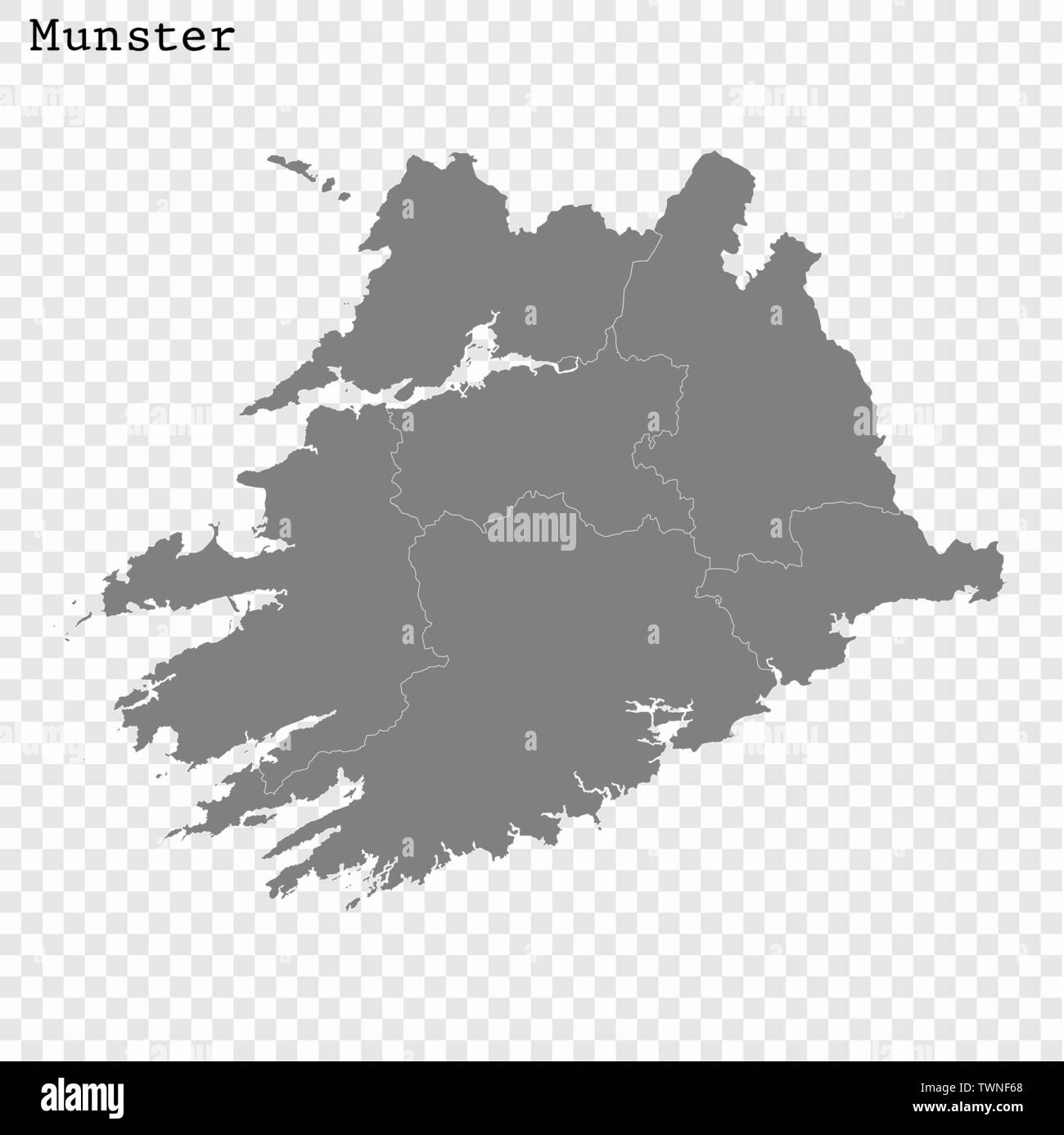 Munster Province Ireland Map High Quality Map Of Munster Is A Province Of Ireland, With Borders Of The  Counties Stock Vector Image & Art - Alamy