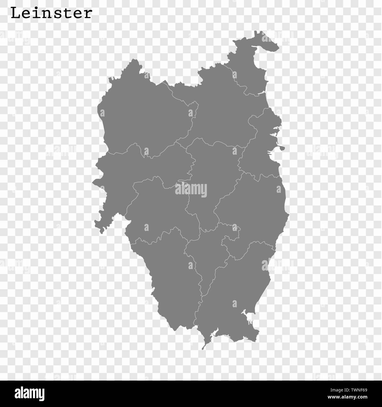High Quality Map Of Leinster Is A Province Of Ireland With Borders Of The Counties TWNF69 