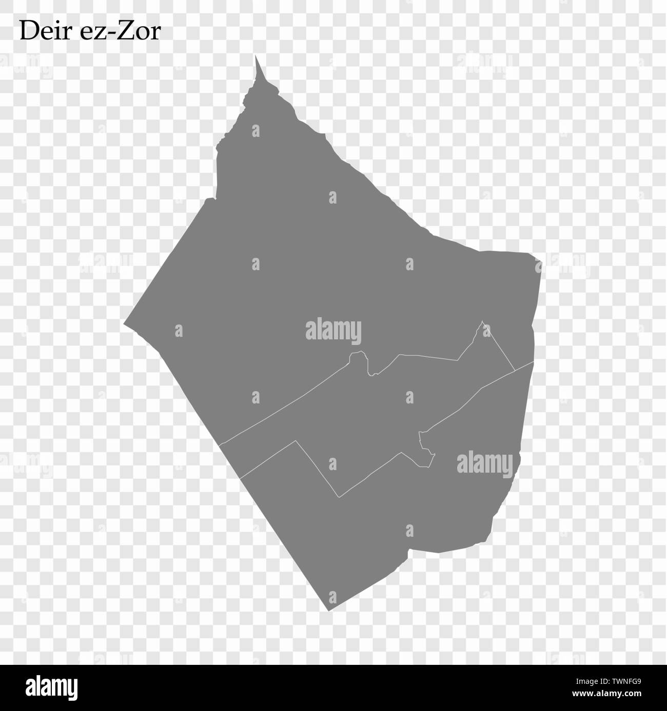 High Quality map of Deir ezZor is a governorate of Syria, with borders