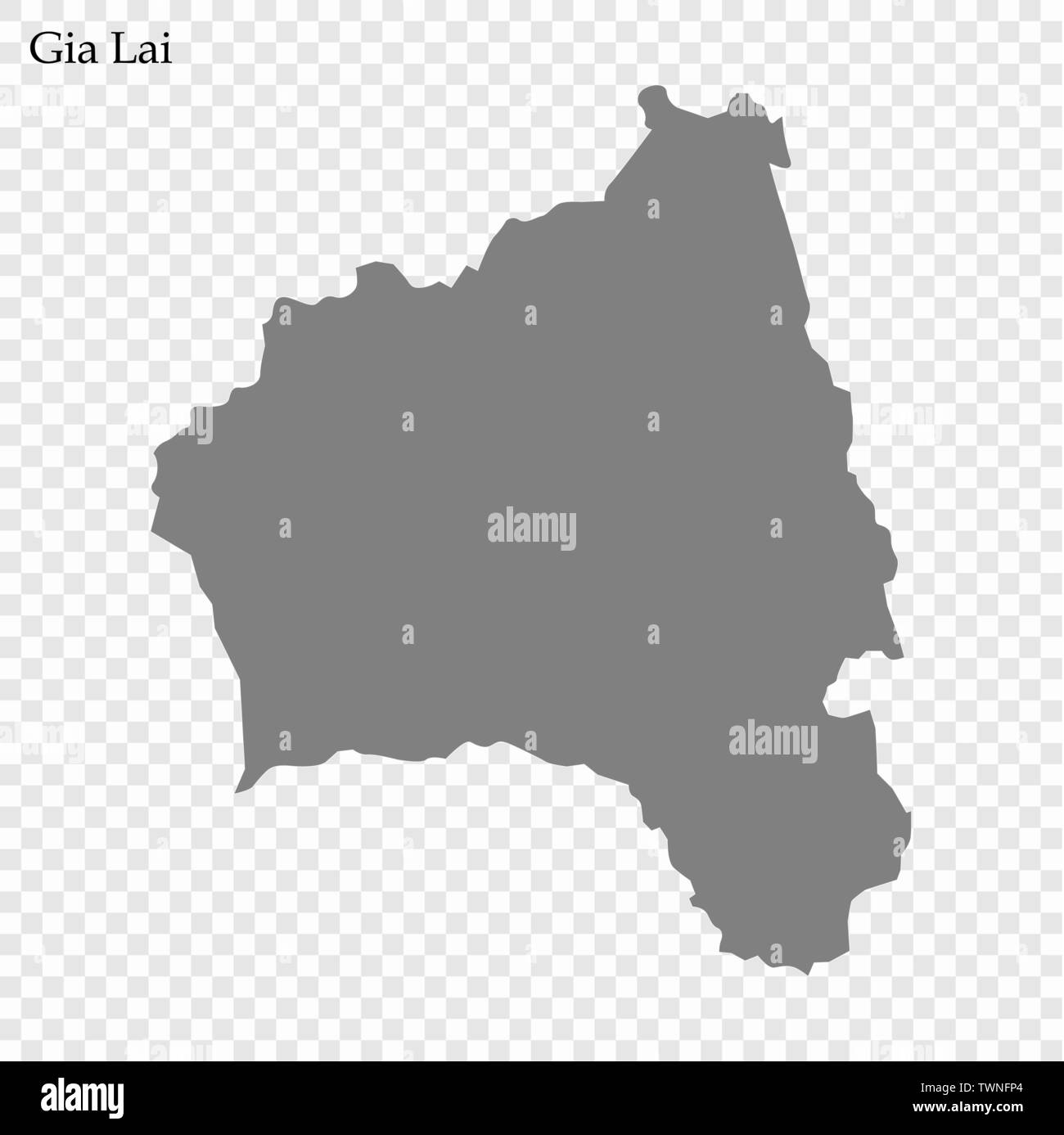 High Quality map of Gia Lai is a province of Vietnam Stock Vector