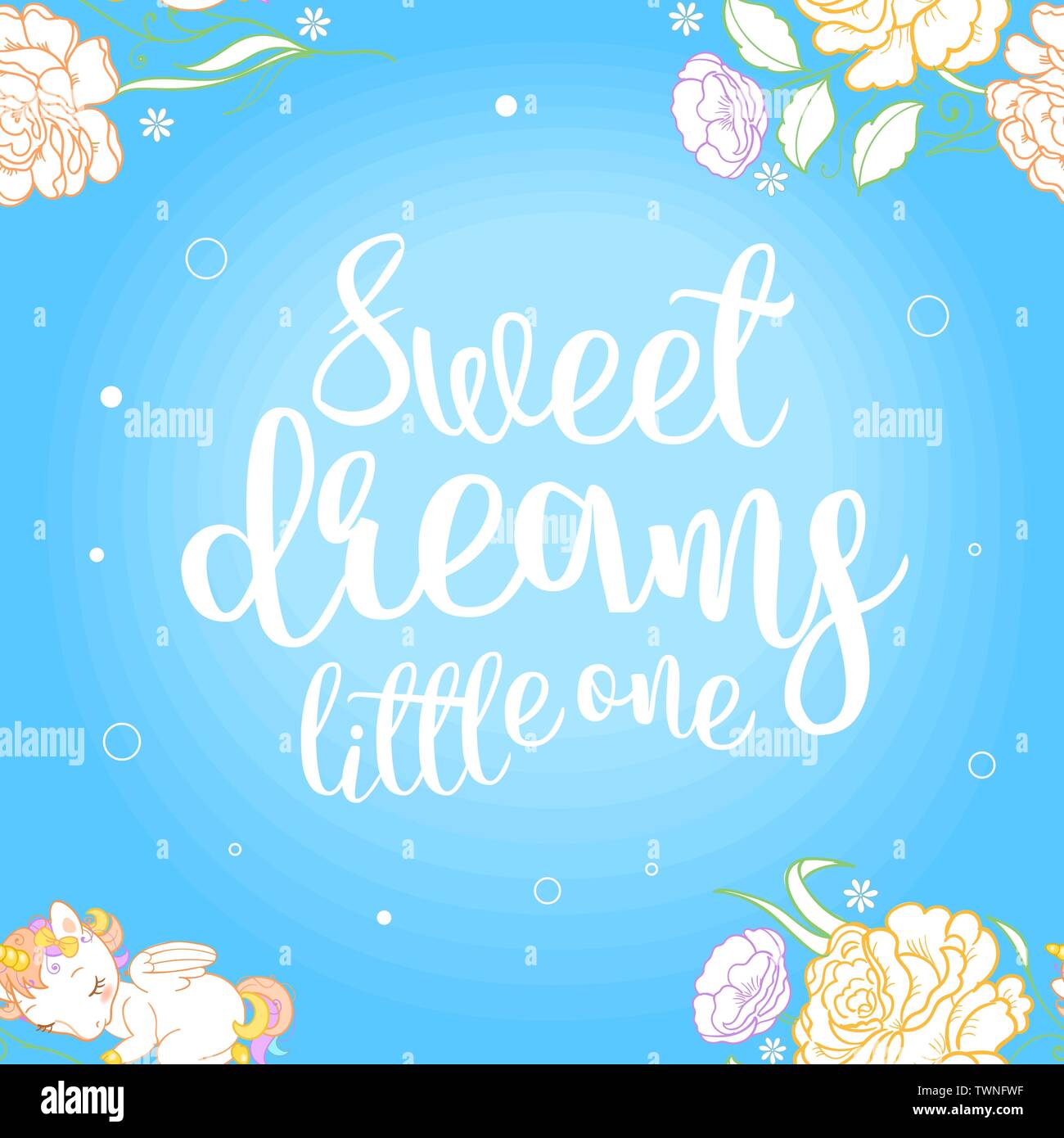 Seamless pattern with cute little sleeping baby unicorns, beautiful ...