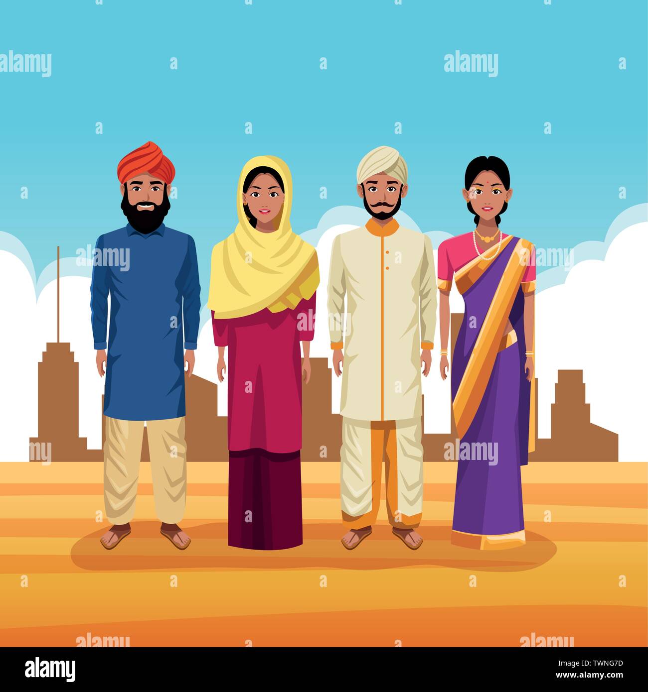 indian group of india cartoon Stock Vector Image & Art - Alamy