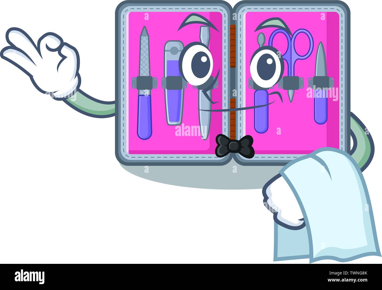 Waiter manicure kit in the mascot shape Stock Vector
