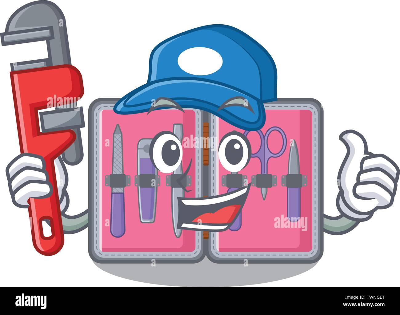 Plumber manicure kit in the character shape Stock Vector