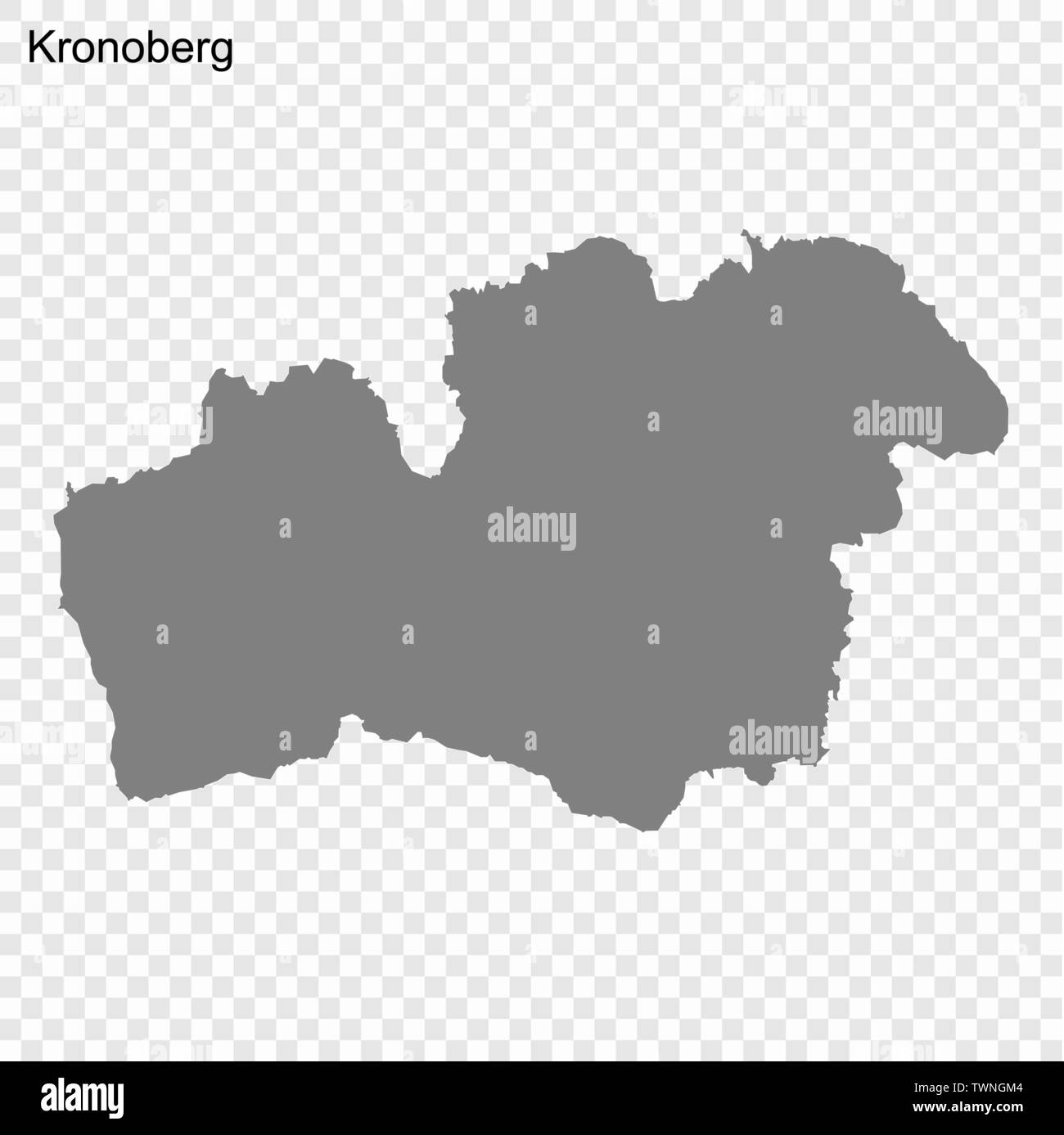High Quality map of Kronoberg is a county of Sweden, with borders of the Municipalities Stock Vector