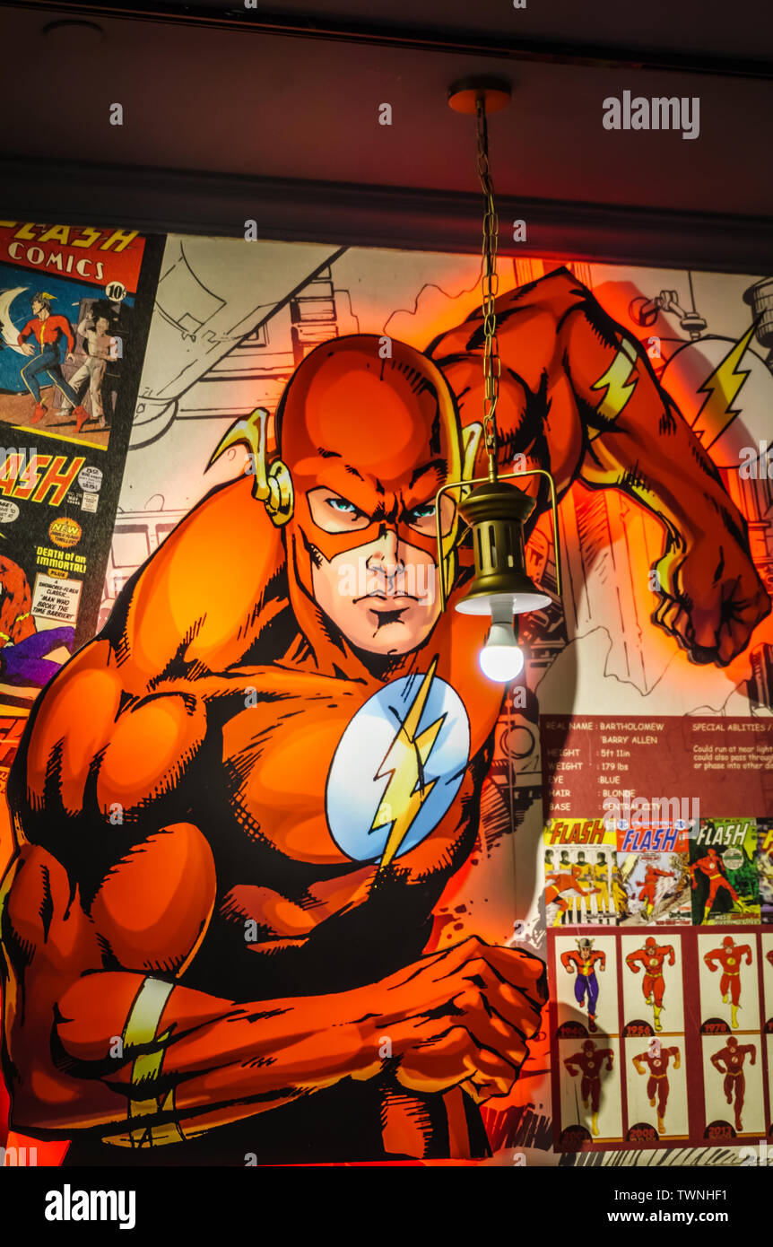 Malaysia Johor Bahru Apr 7 2019 Dc Comics Superheroes Cafe Beautifully Decorated With Superheroes All Round In Johor Bahru City Square Malaysia Stock Photo Alamy