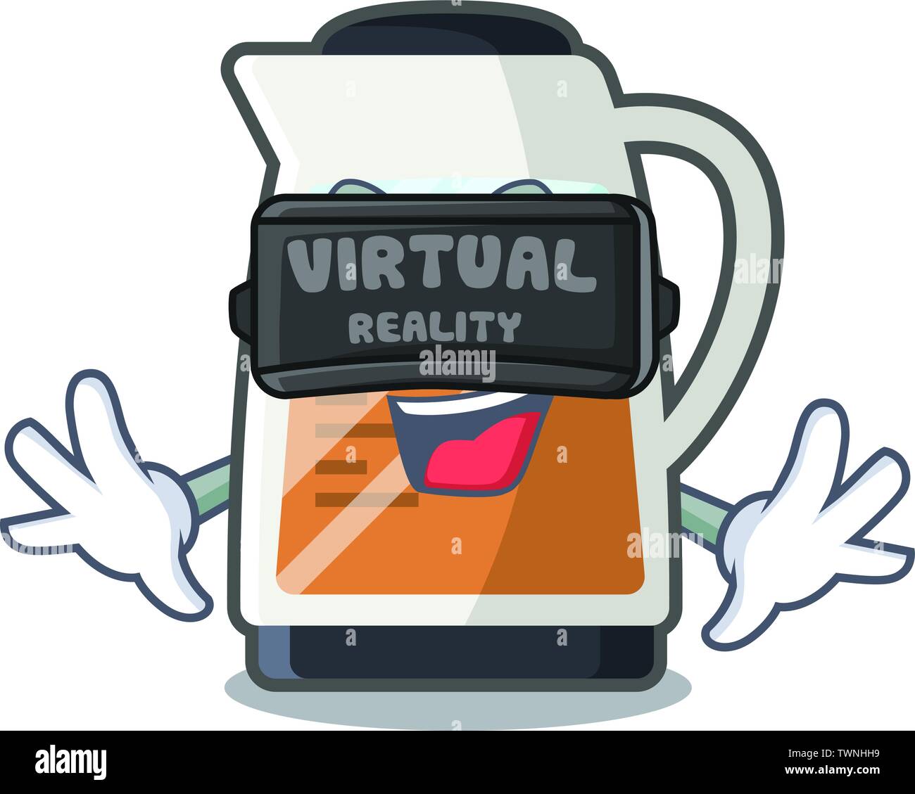 Virtual reality tea maker is served in cartoon bottle Stock Vector