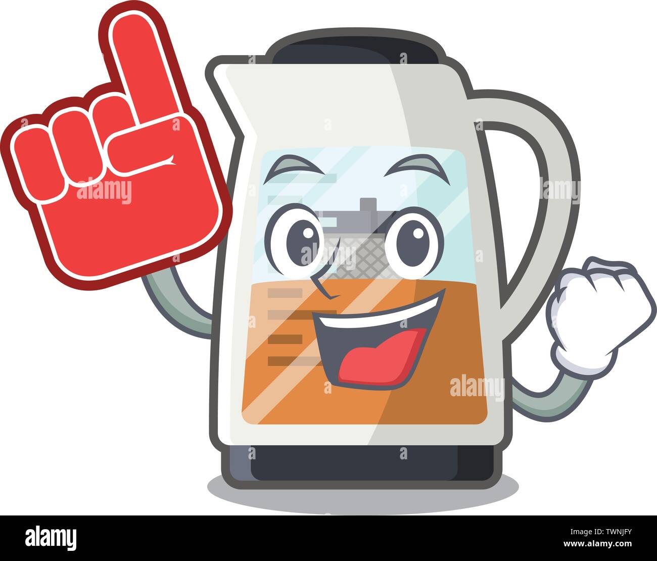 Foam finger tea maker in the character refrigerators Stock Vector Image