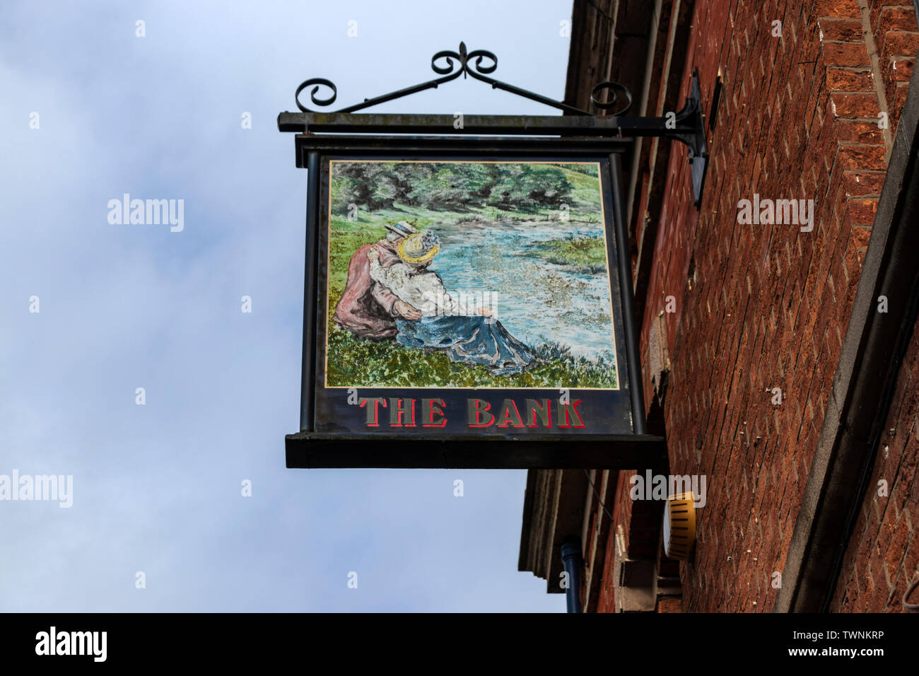 The Bank Hotel pub sign Stock Photo - Alamy