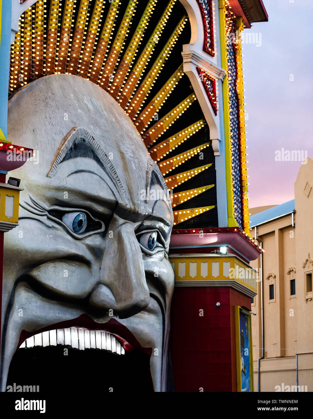 Entrance of Luna Park in Saint Kilda, Melbourne, victoria, australia Stock Photo