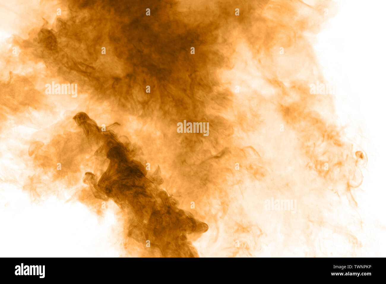 Abstract orange smoke on white background. Orange color clouds Stock