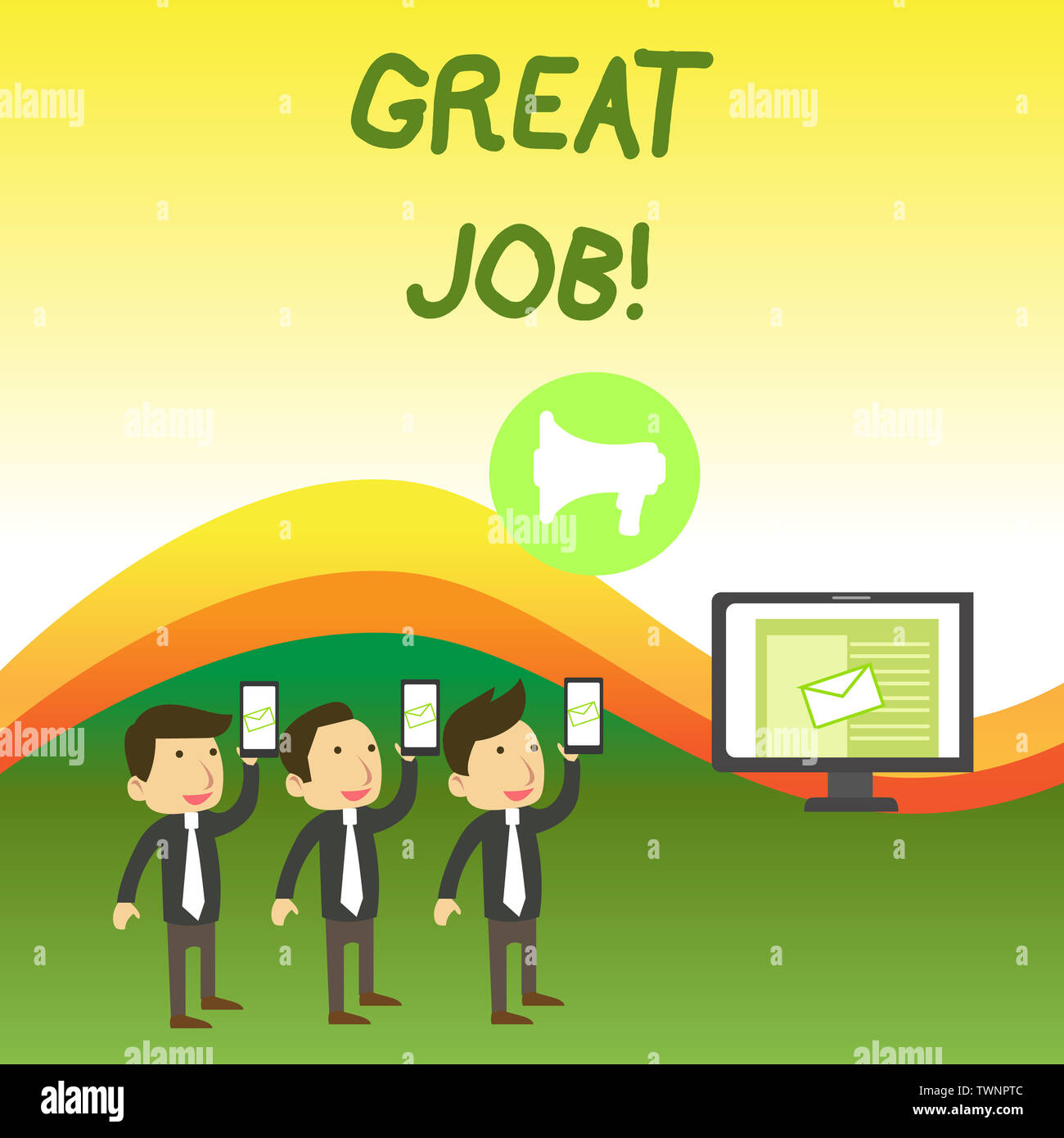 Conceptual Hand Writing Showing Great Job Concept Meaning Sed For Telling Someone That They Have Done Something Well Sms Email Marketing Media Audien Stock Photo Alamy