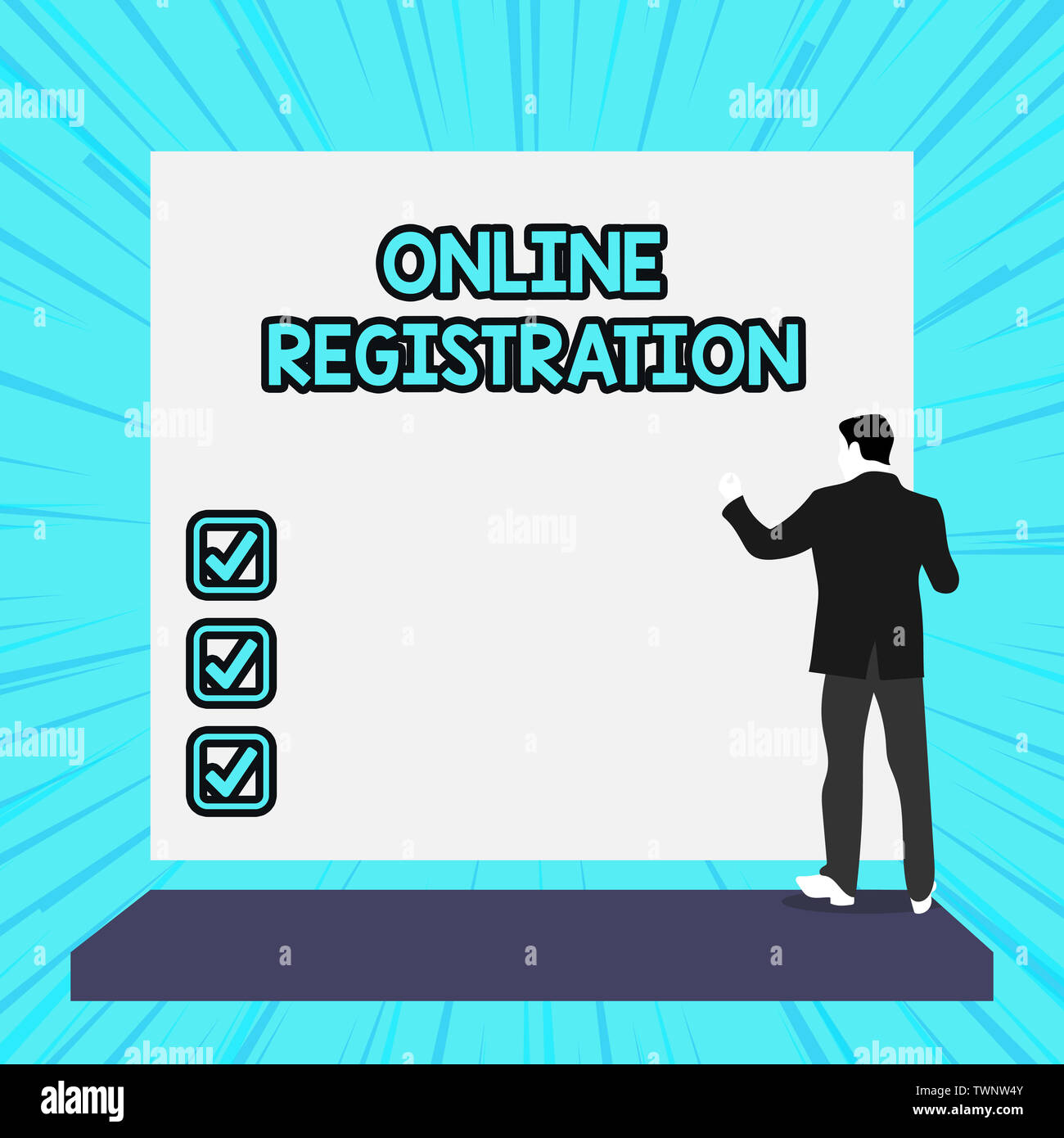 Conceptual hand writing showing Online Registration. Concept meaning
