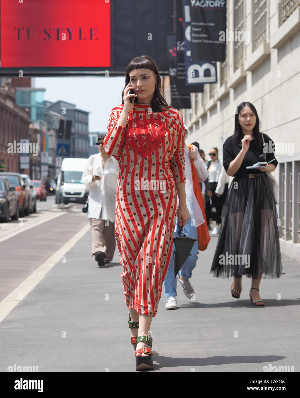 MILANO, Italy: 15 June 2019: Marta Festa street style outfit after Magliano  fashion show during Milano Fashion Week man 2019/2020 Stock Photo - Alamy