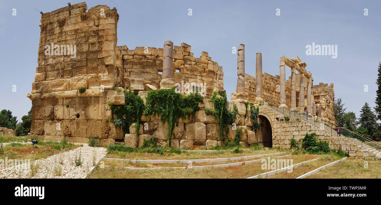 The Propylaeum or Portico. The ruins of the Roman city of Heliopolis or Baalbek in the Beqa Valley. Baalbek, Lebanon - June, 2019 Stock Photo