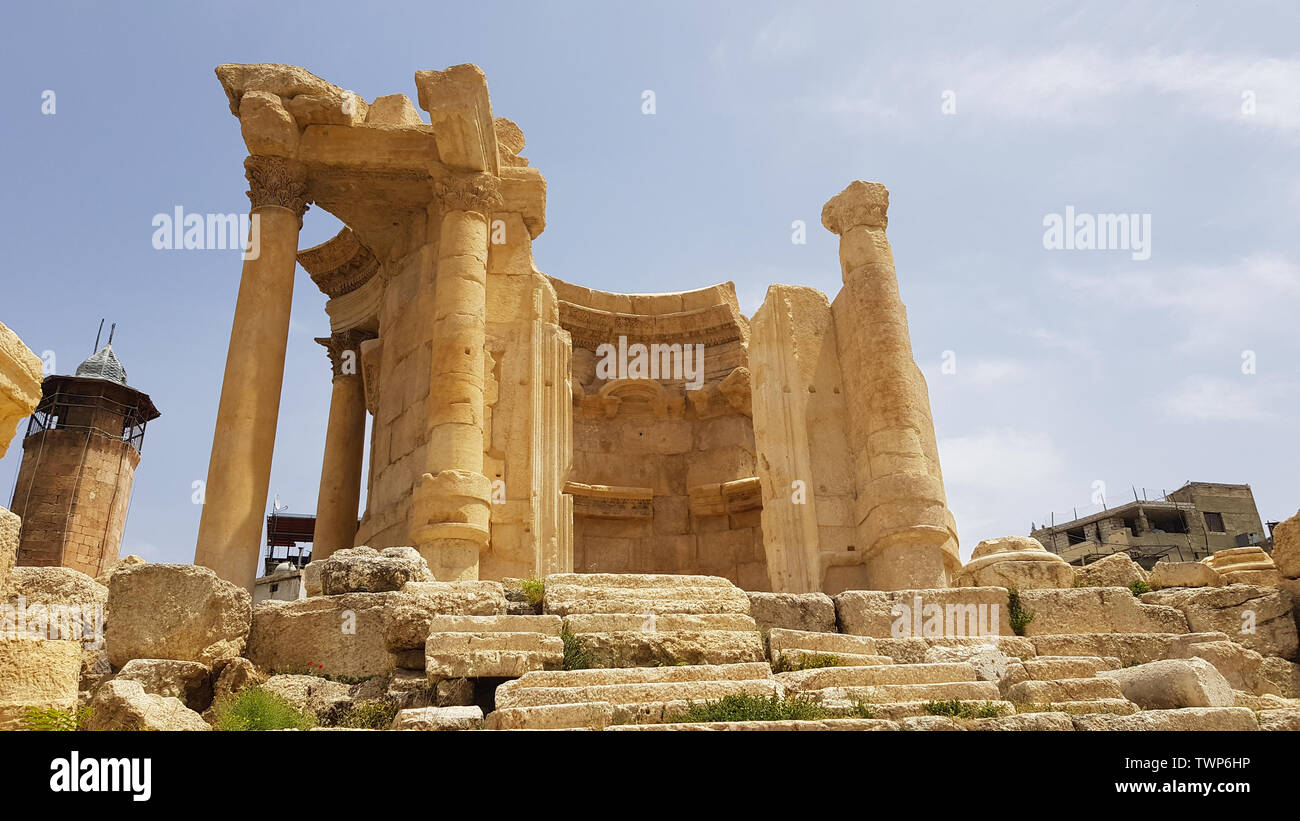 The Temple of Venus. The ruins of the Roman city of Heliopolis or Baalbek in the Beqa Valley. Baalbek, Lebanon - June, 2019 Stock Photo