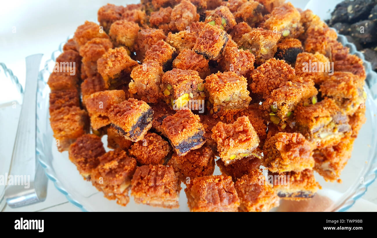 Lebanese sweets. Lebanese cuisine. Sidon, Lebanon - June, 2019 Stock Photo