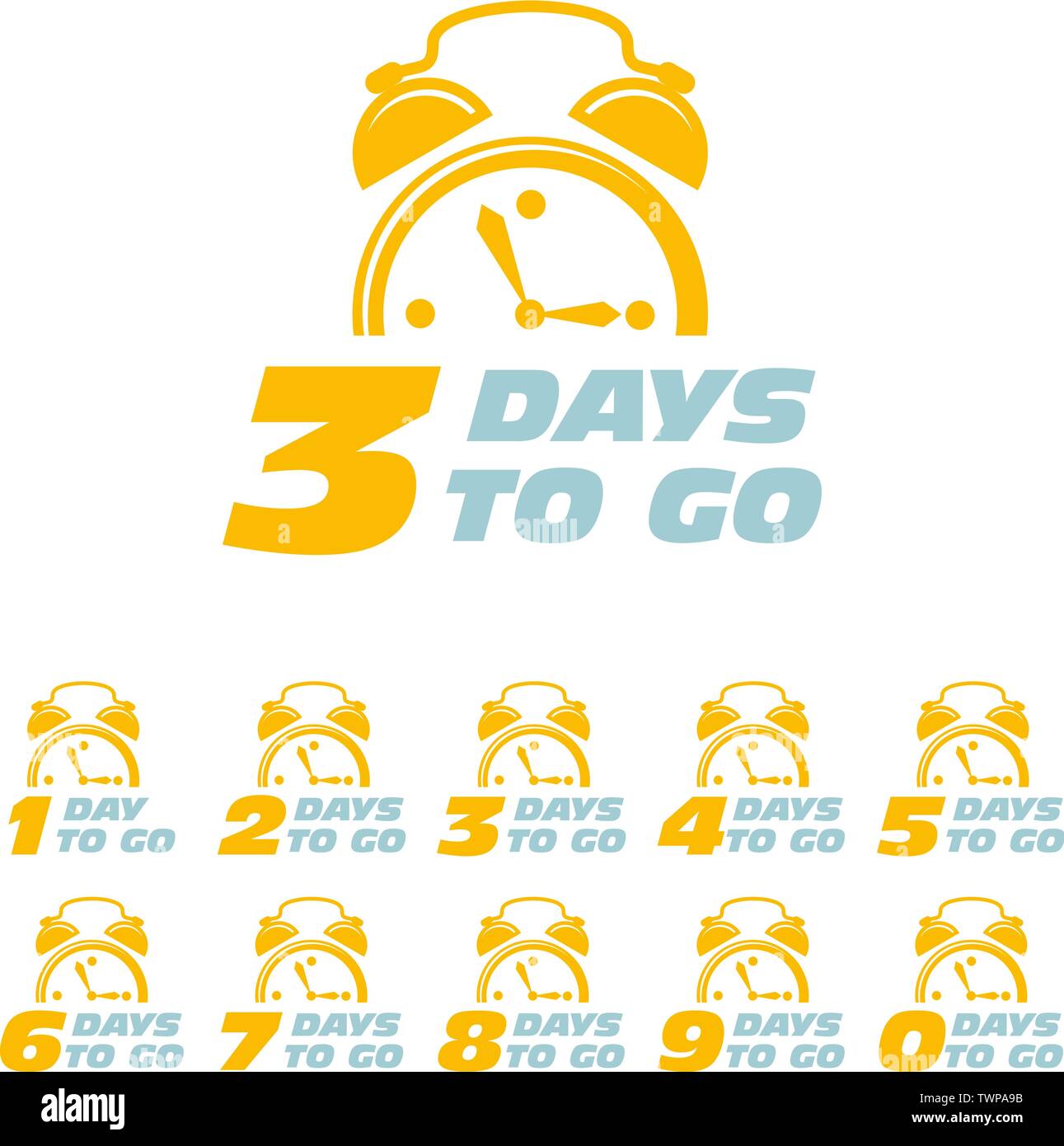 Three days to go sticker with alarm clock, limited period offer sticker Stock Vector Image & Art