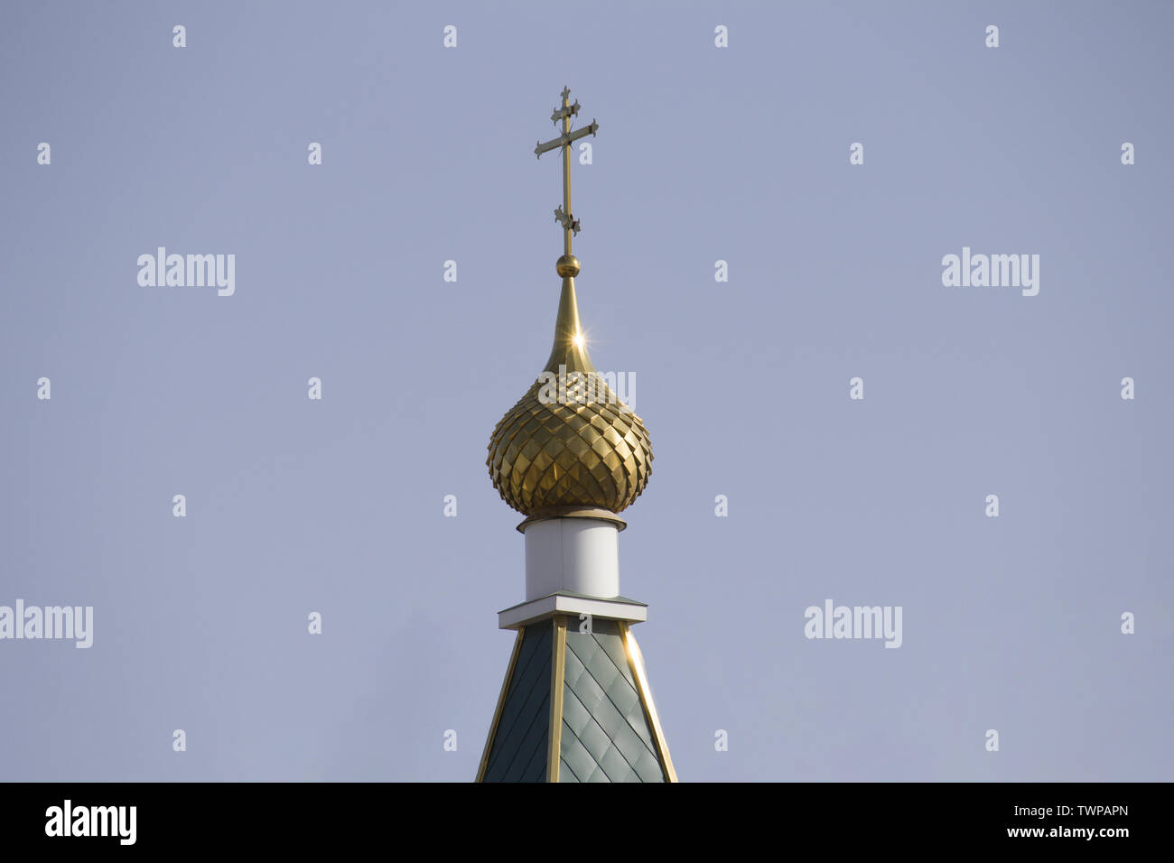 Orthodox church dome with a cross on a background of the sky Stock ...