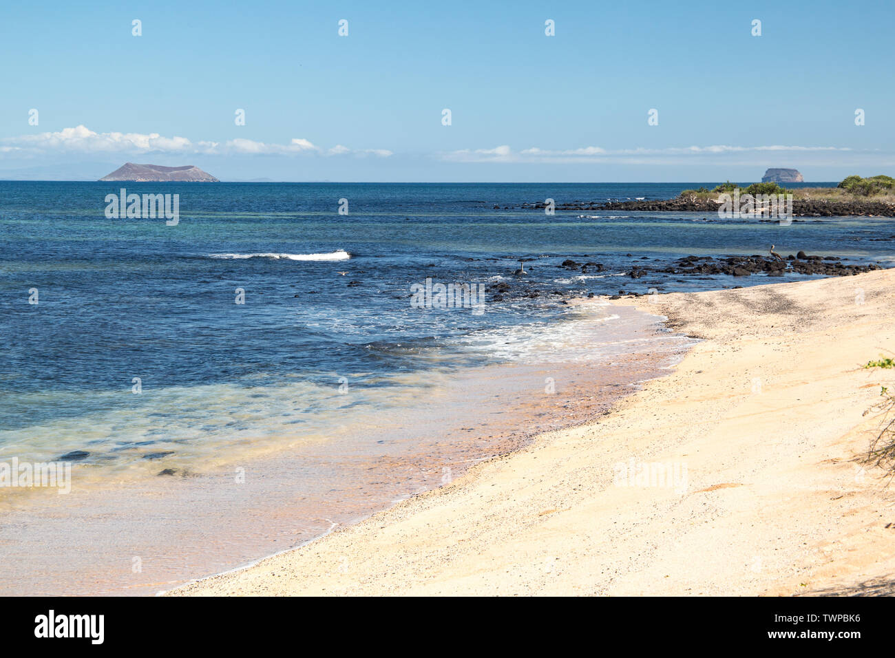 Baltra was hired to the US in order to monitor the Pacific theater of the II World War. One of two old runways is on use now for commercial flights. Stock Photo