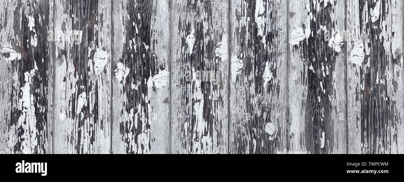Heavily weathered white gray wooden wall Stock Photo