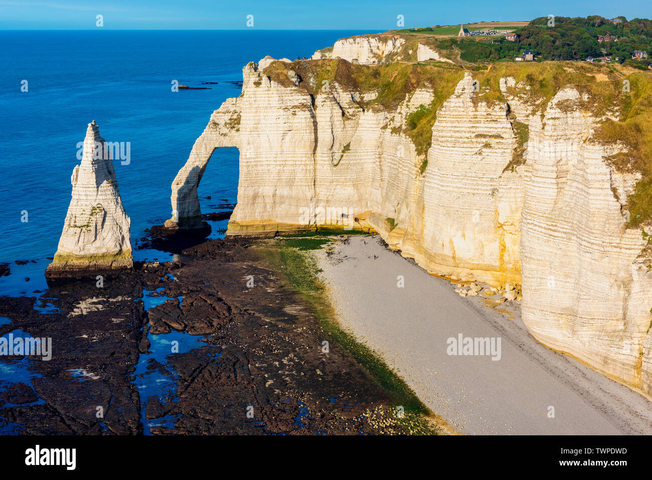 Cliffs of Etretat Normandy France Stock Photo