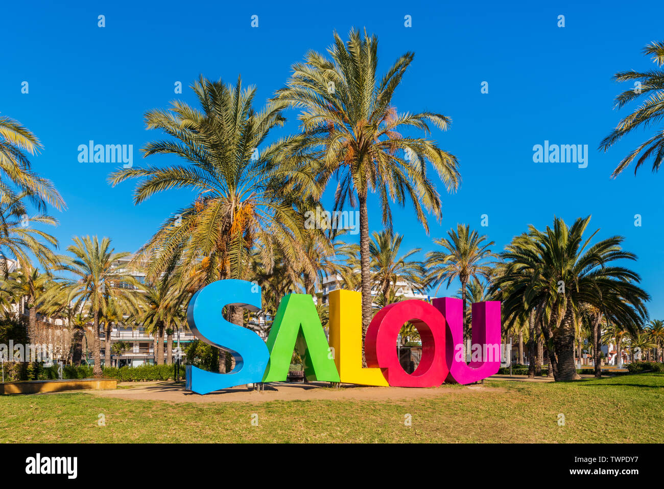Salou Letters in Salou Catalonia Spain Stock Photo