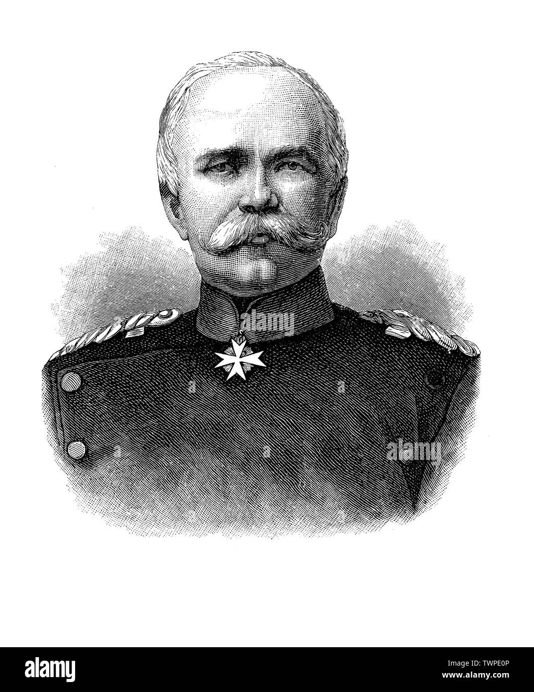 Count George Leo of Caprivi, Caprera, and Montecuccoli (1831 - 1899), Prussian general lieutenant and Chancellor of Germany of Italian origins. As naval chief,  promoted the development and construction of small torpedo boats instead of larger battleships Stock Photo