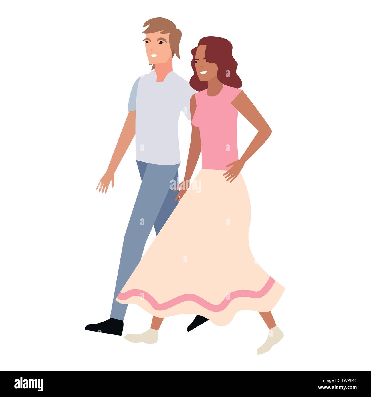 man and woman walking activity outdoors vector illustration Stock ...