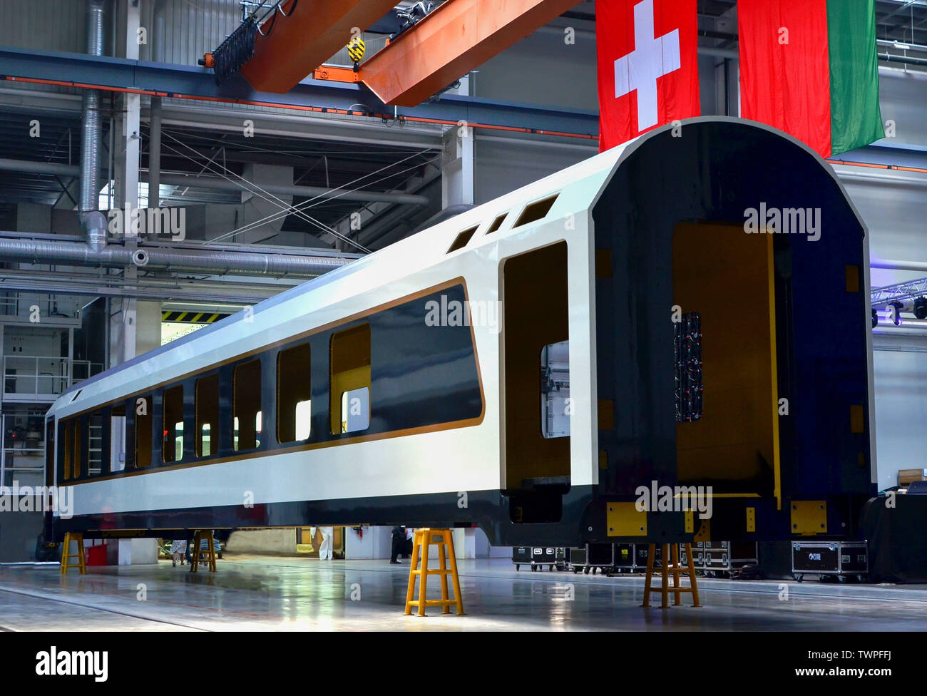 Inside of the rail car assembly plant. Industrial for the