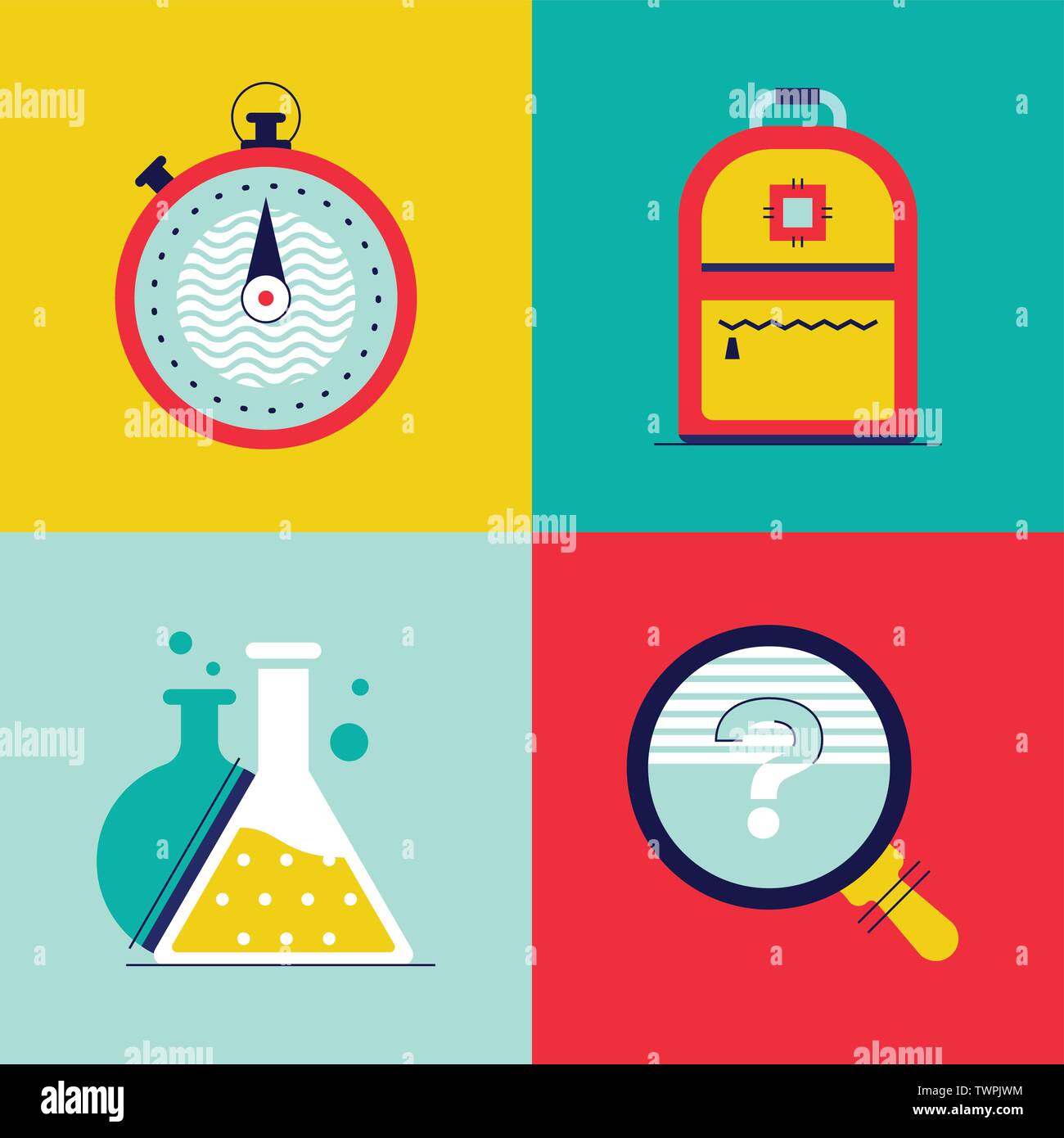 Science and education - colorful flat design style elements Stock Vector
