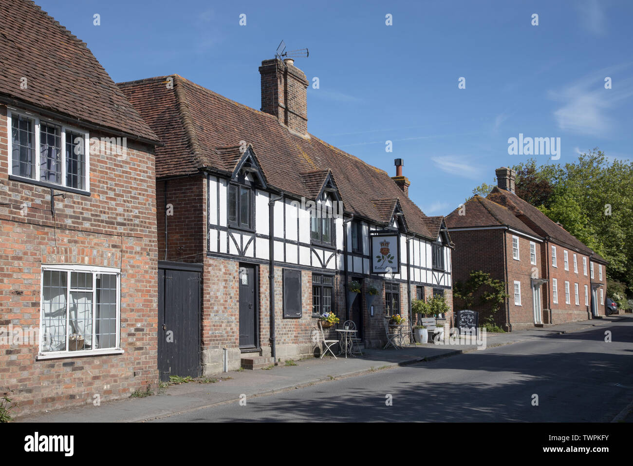 old terraced houses in the village of fletching east sussex Stock Photo