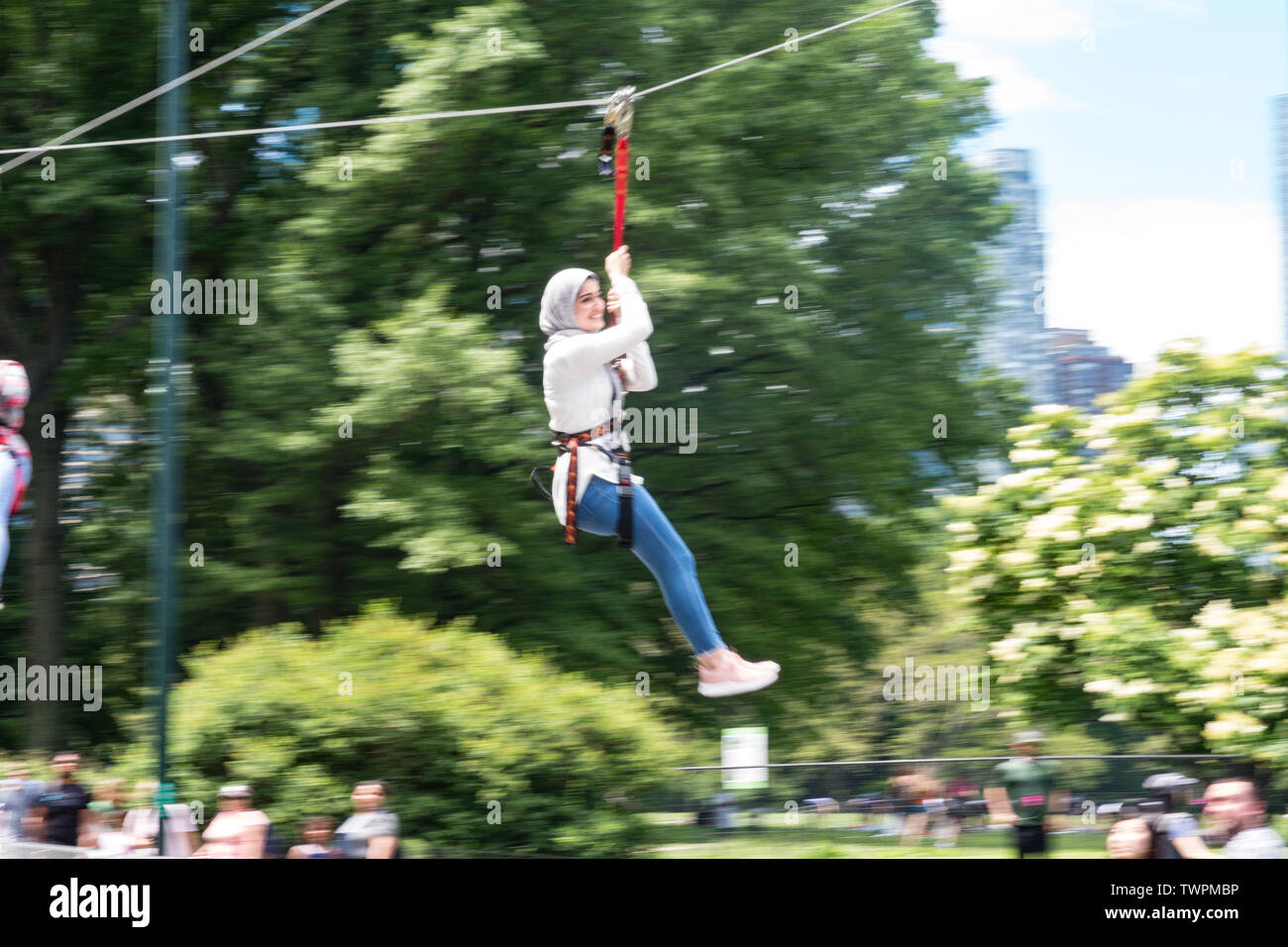 Mini Zipline, Central park, NYC, USA Stock Photo Alamy