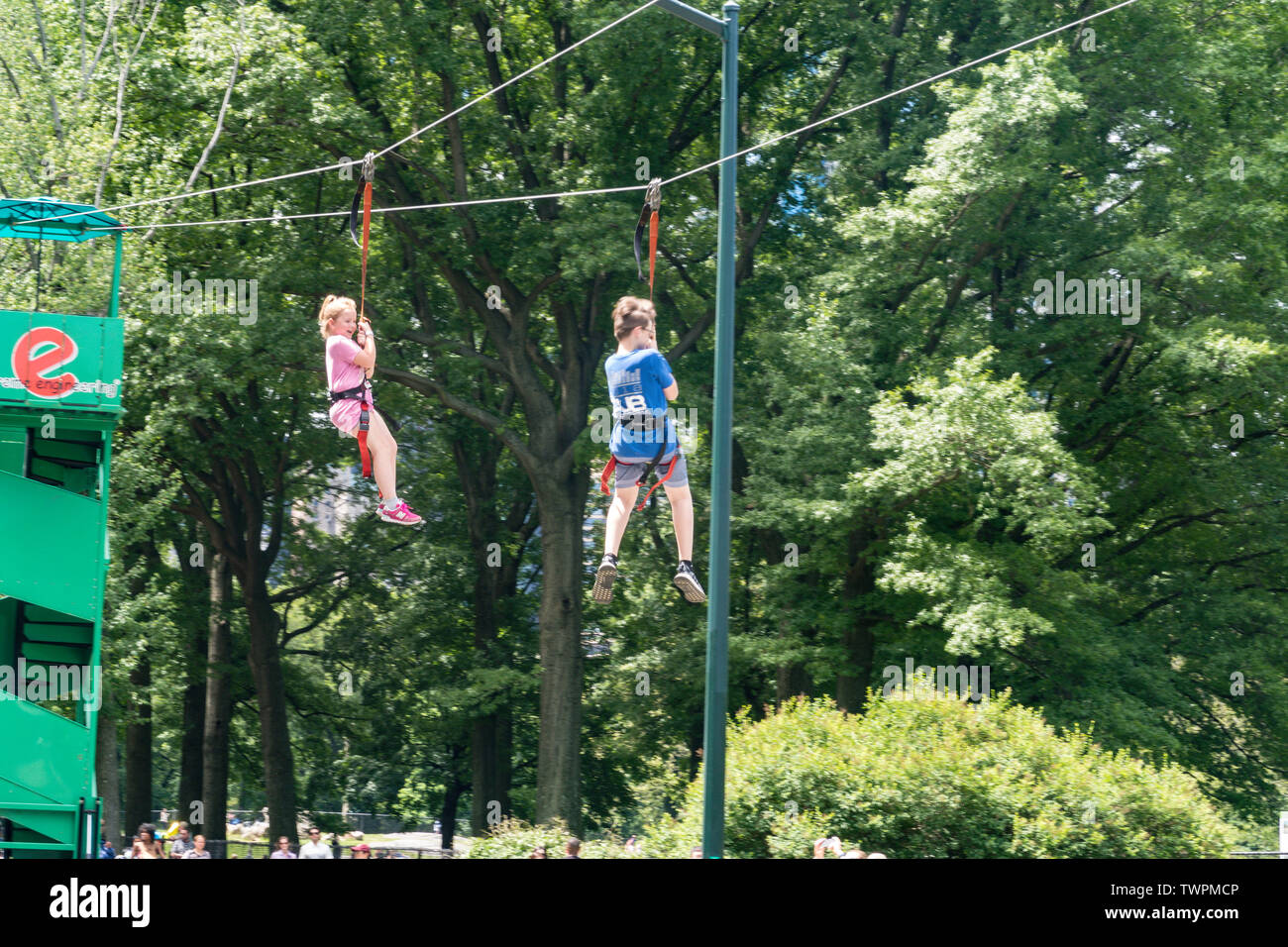 Mini Zipline, Central park, NYC, USA Stock Photo