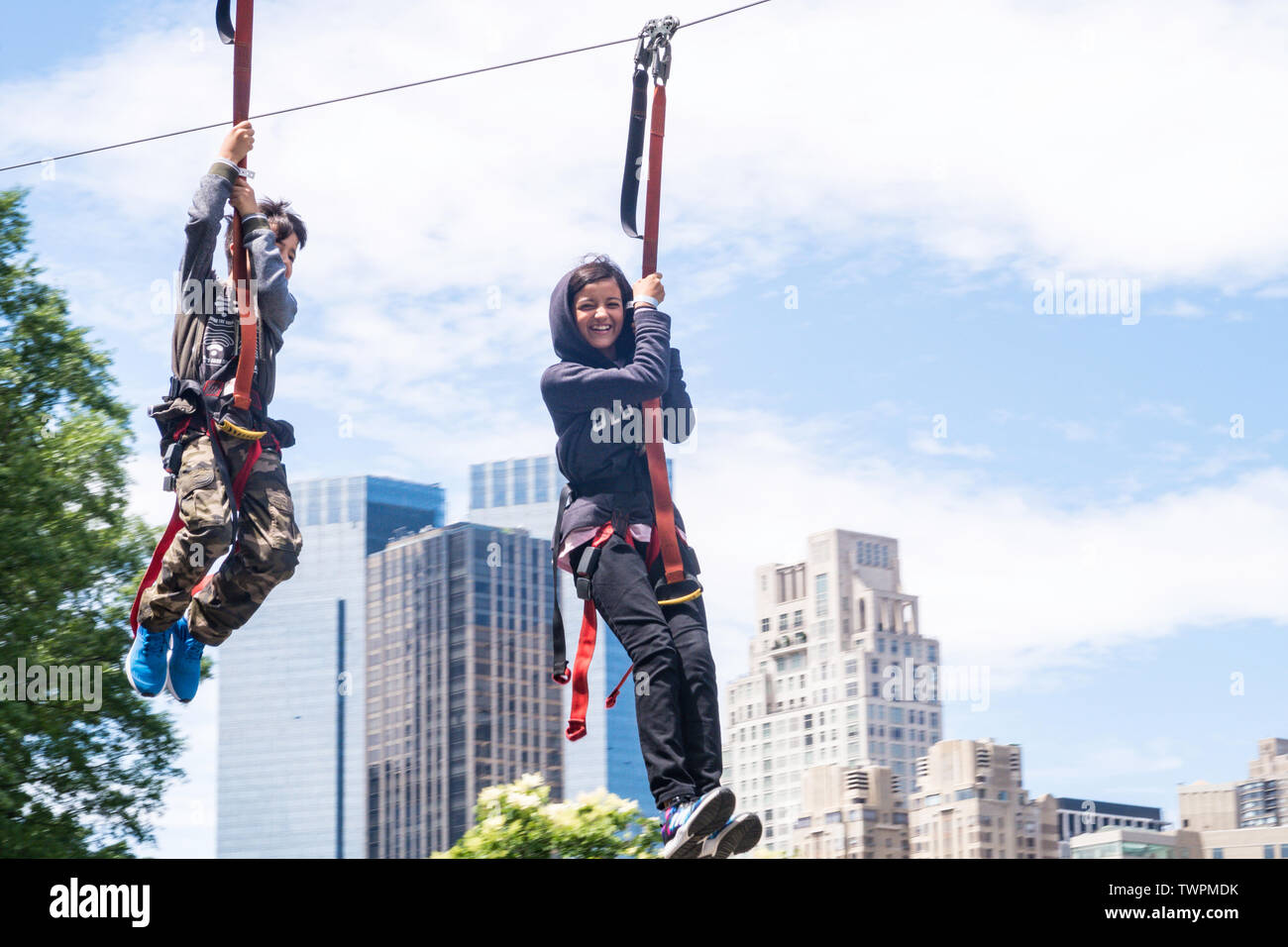 Mini Zipline, Central park, NYC, USA Stock Photo Alamy