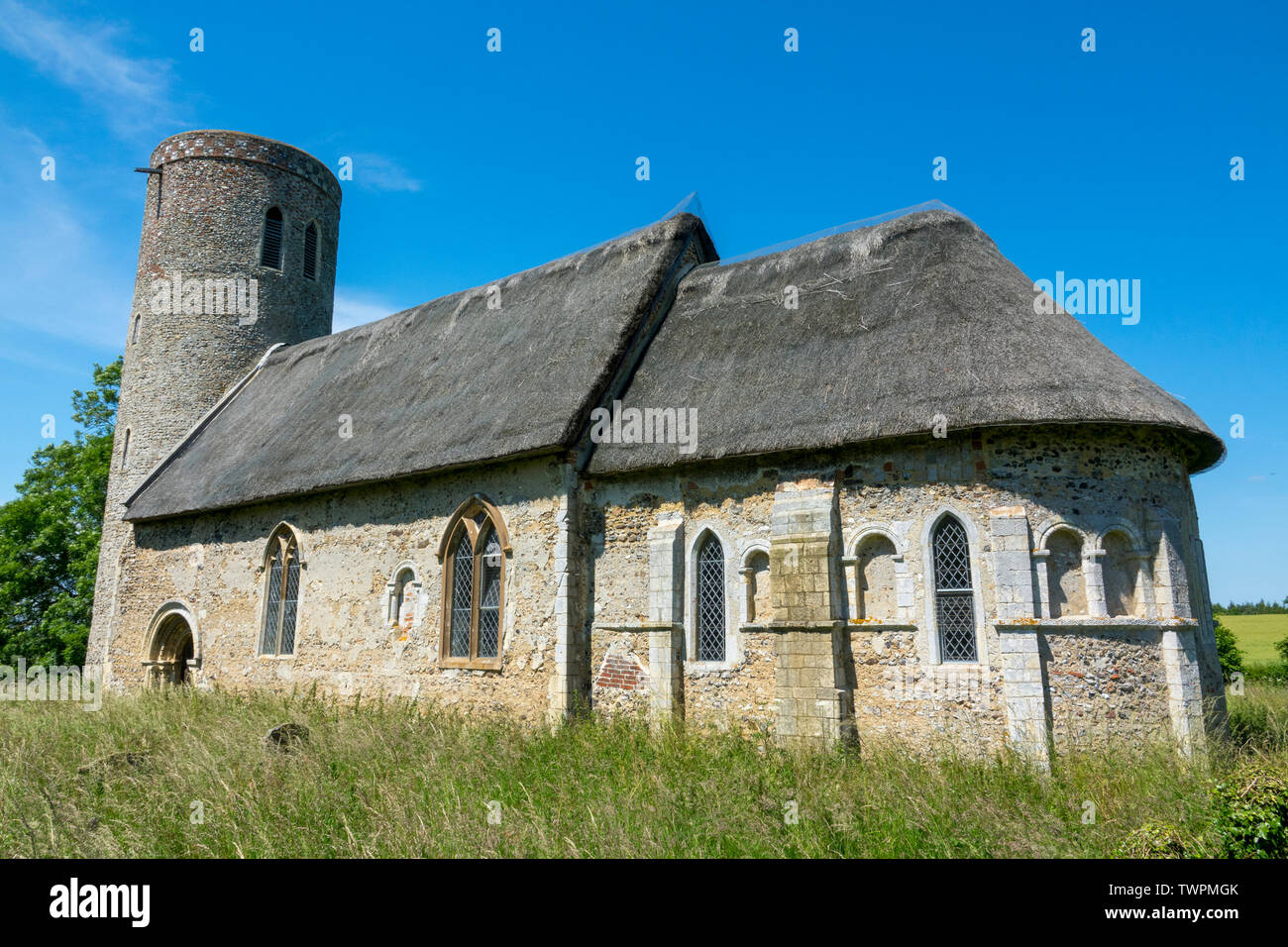 Hales: one of England's finest small Norman churches Stock Photo
