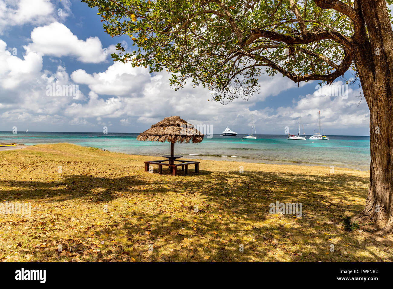 Saint Vincent and the Grenadines, Britannia bay beach, gazebo, Mustique