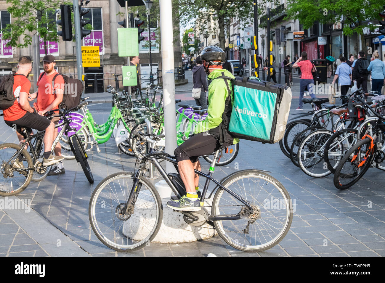 Deliveroo,bicycle,food,courier,service,gig economy,Liverpool,north