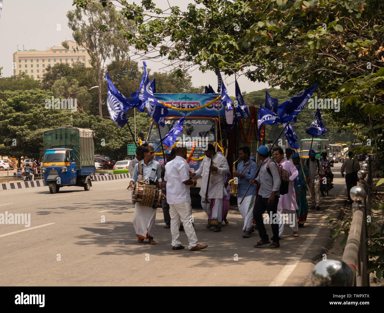 Bangalore, Karnataka India-June 04 2019 : Procession of Samata Sainik Dal Moving near Freedom Park Bengaluru, India. Stock Photo