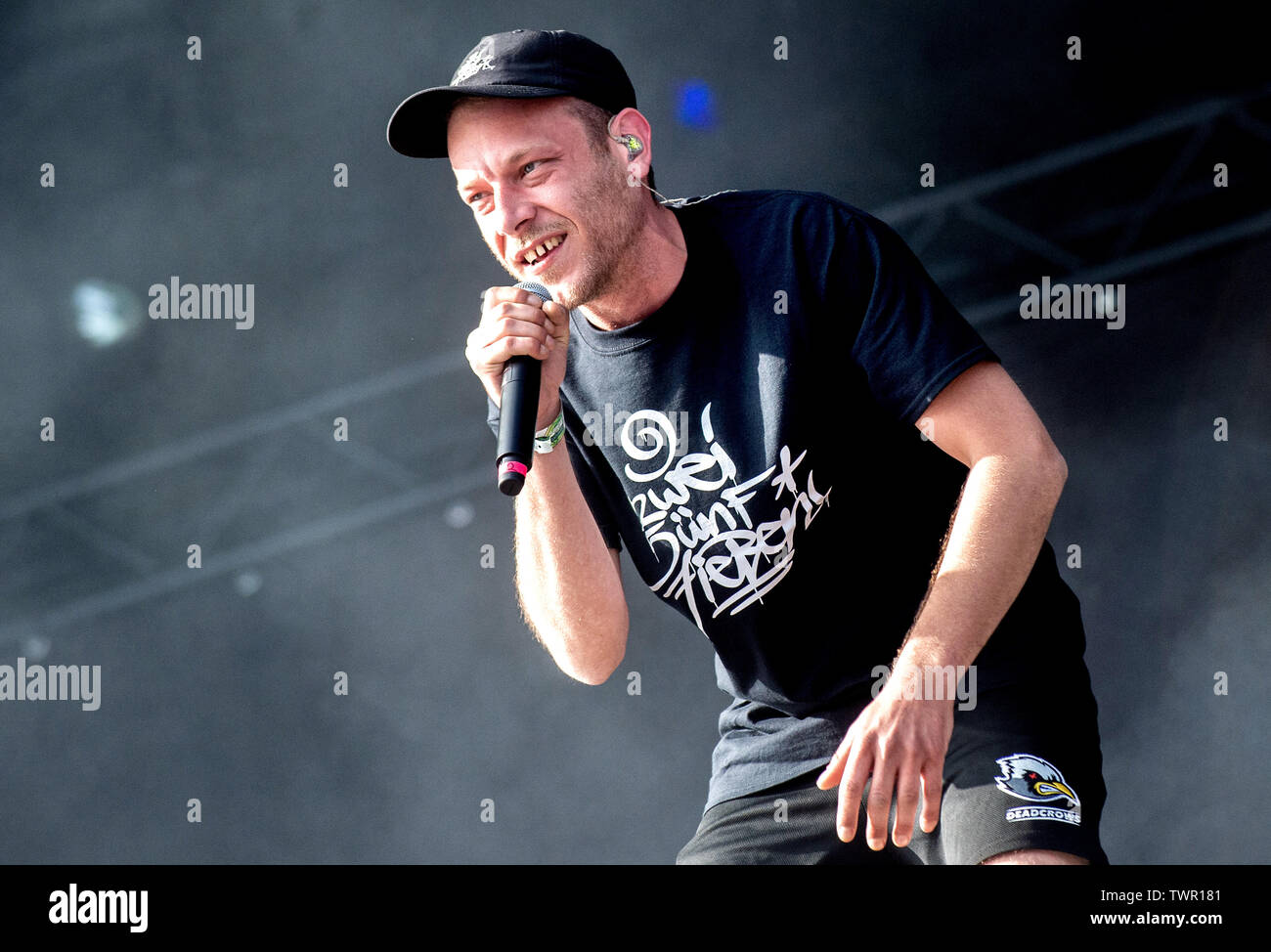 Lower Saxony Germany Lower Saxony Germany22 June 19 Lower Saxony Scheessel Mike Rohleder Member Of The Hip Hop Duo 257ers Is On Stage At The Hurricane Festival The Open Air Festival With Around 65 000