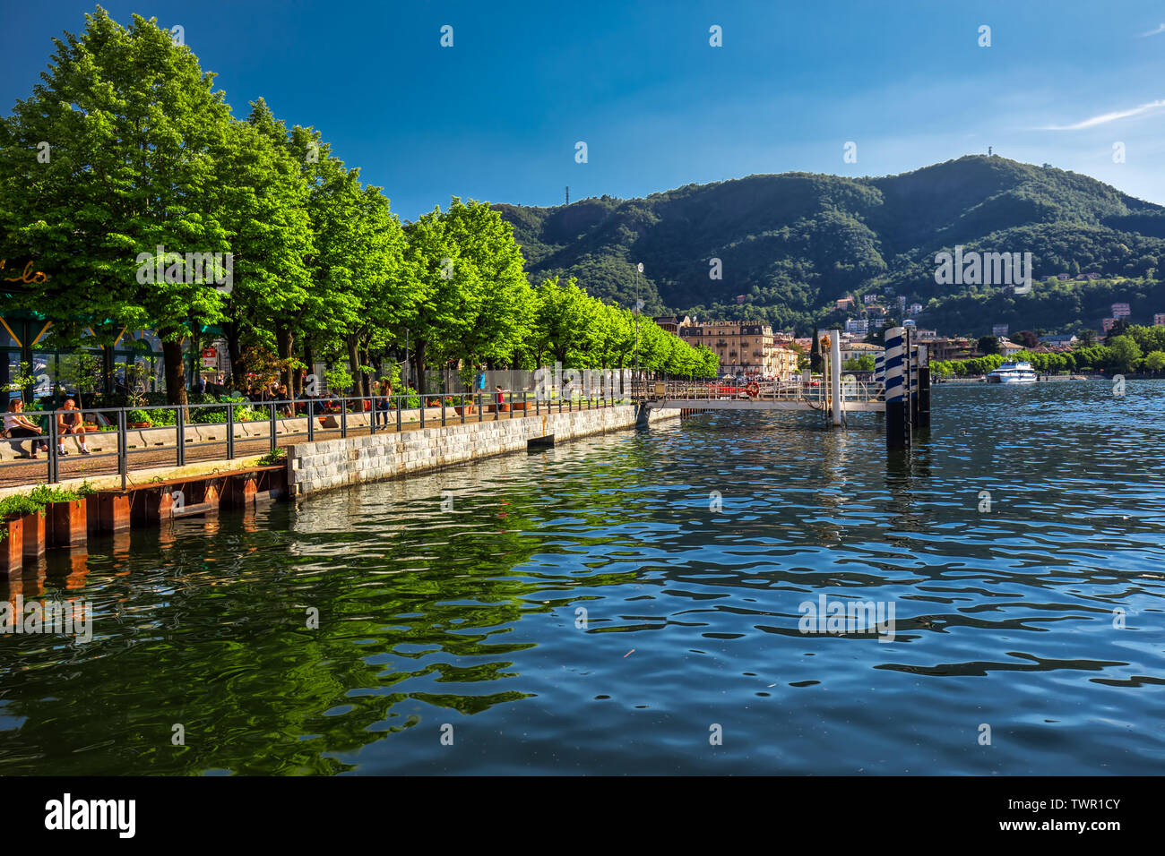 Como town on the Lake Como surrounded by mountains in the Italian region Lombardy, Italy, Europe Stock Photo