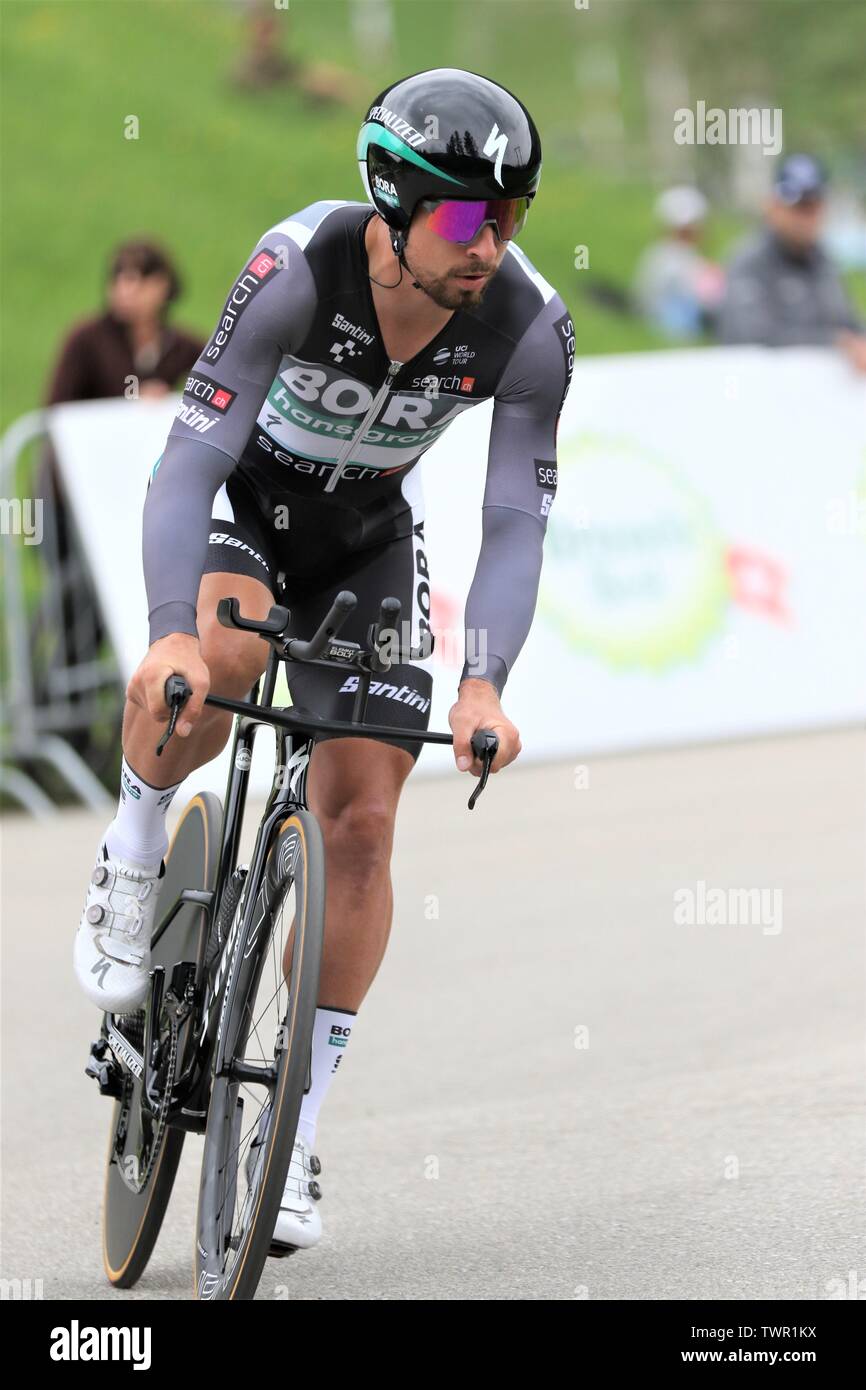 Peter Sagan competing in stage ( of Tour de Suisse 2019 a Time Trial held in Ulrichen, Goms, Switzerland Stock Photo