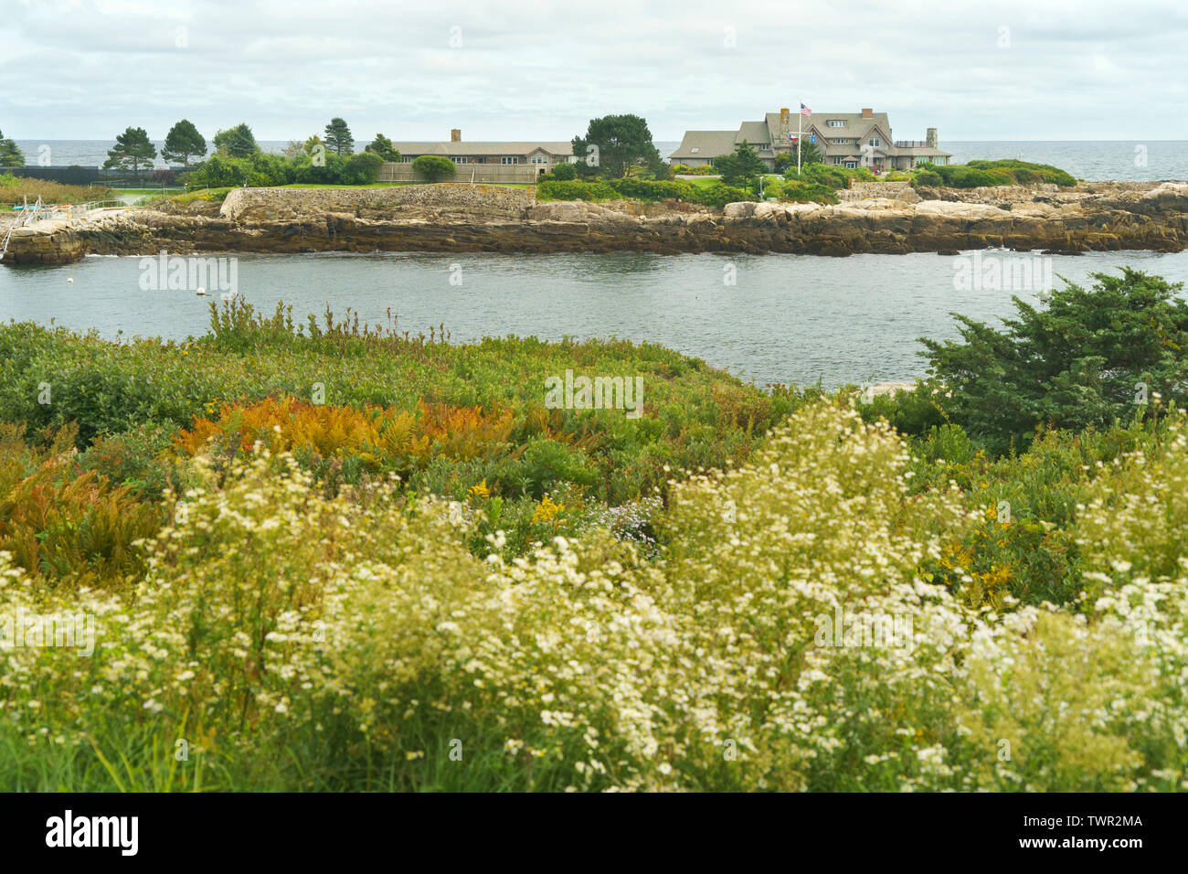 Summer estate of the Bush family, known as the Bush compound, at Walker's Point, Kennebunkport, Maine, USA. Stock Photo