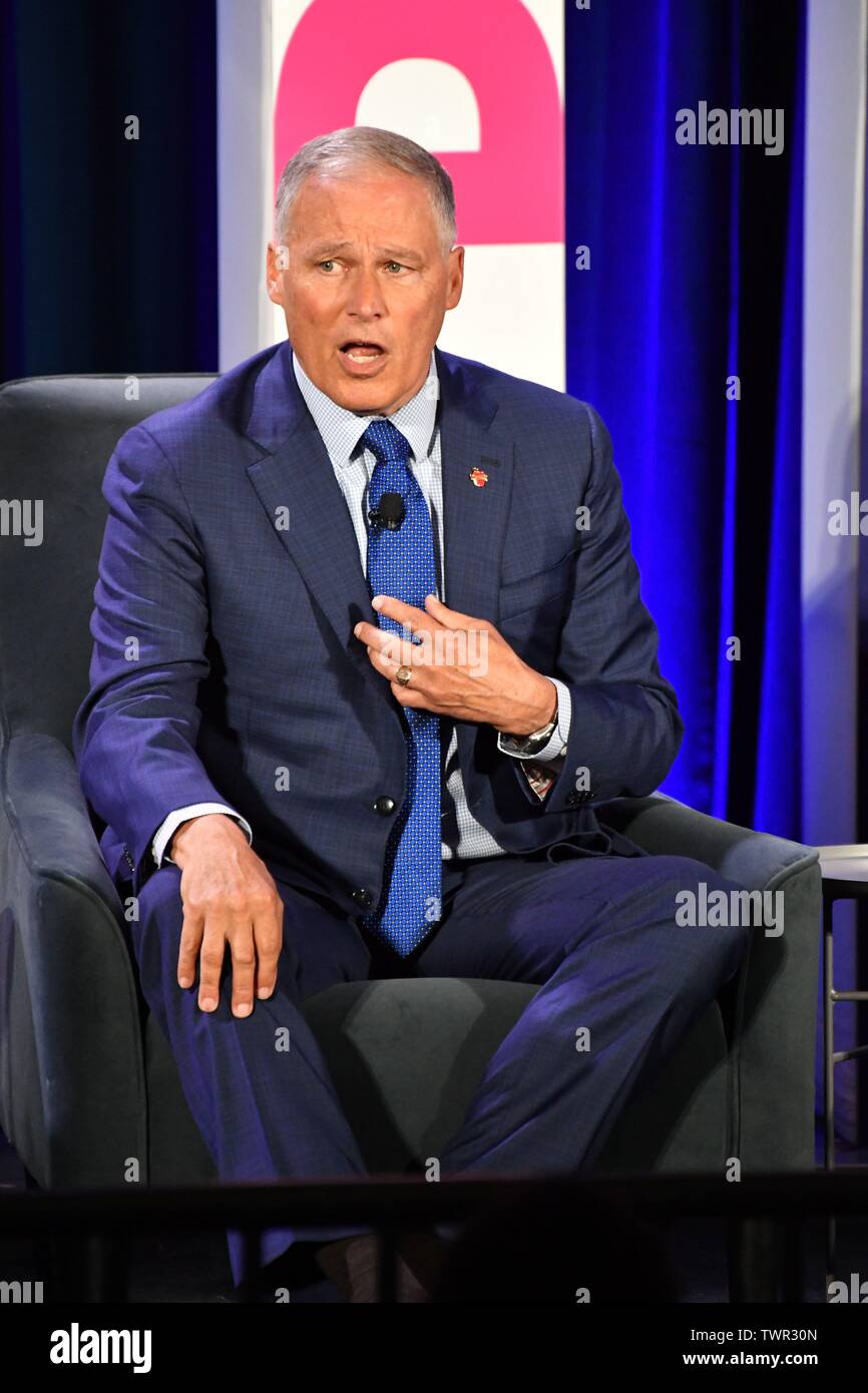 Democratic presidential hopeful Gov. Jay Inslee addresses the Planned Parenthood Action Fund Candidates Forum June 22, 2019 in Columbia, South Carolina. A slate of 20 Democratic presidential contenders are addressing the gathering of supporters of reproductive rights. Stock Photo
