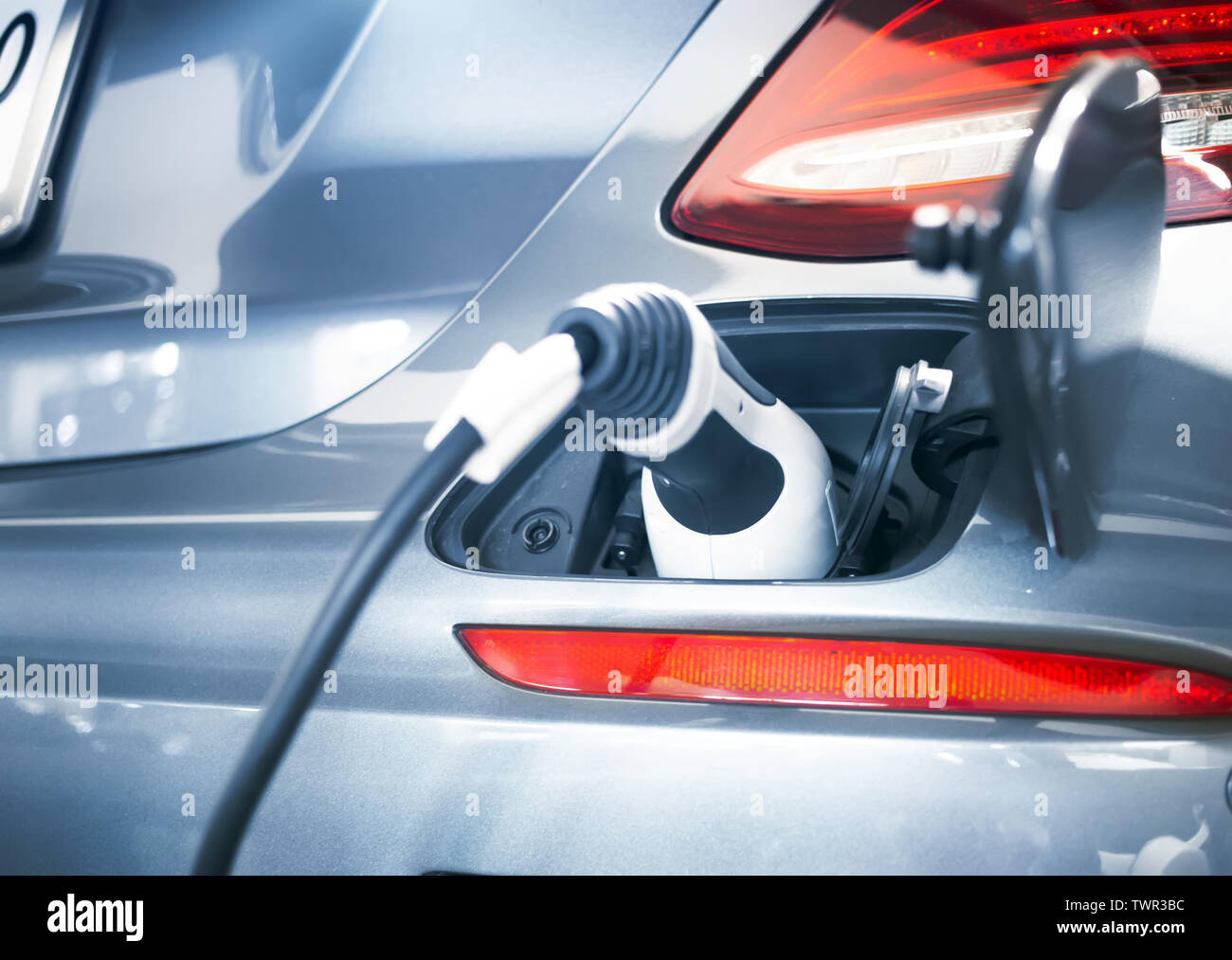 electric car charger cable plug for green battery power. Automotive