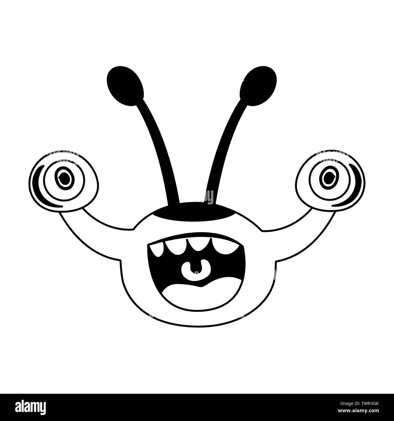 funny monster with bulging eyes comic character vector illustration design Stock Vector